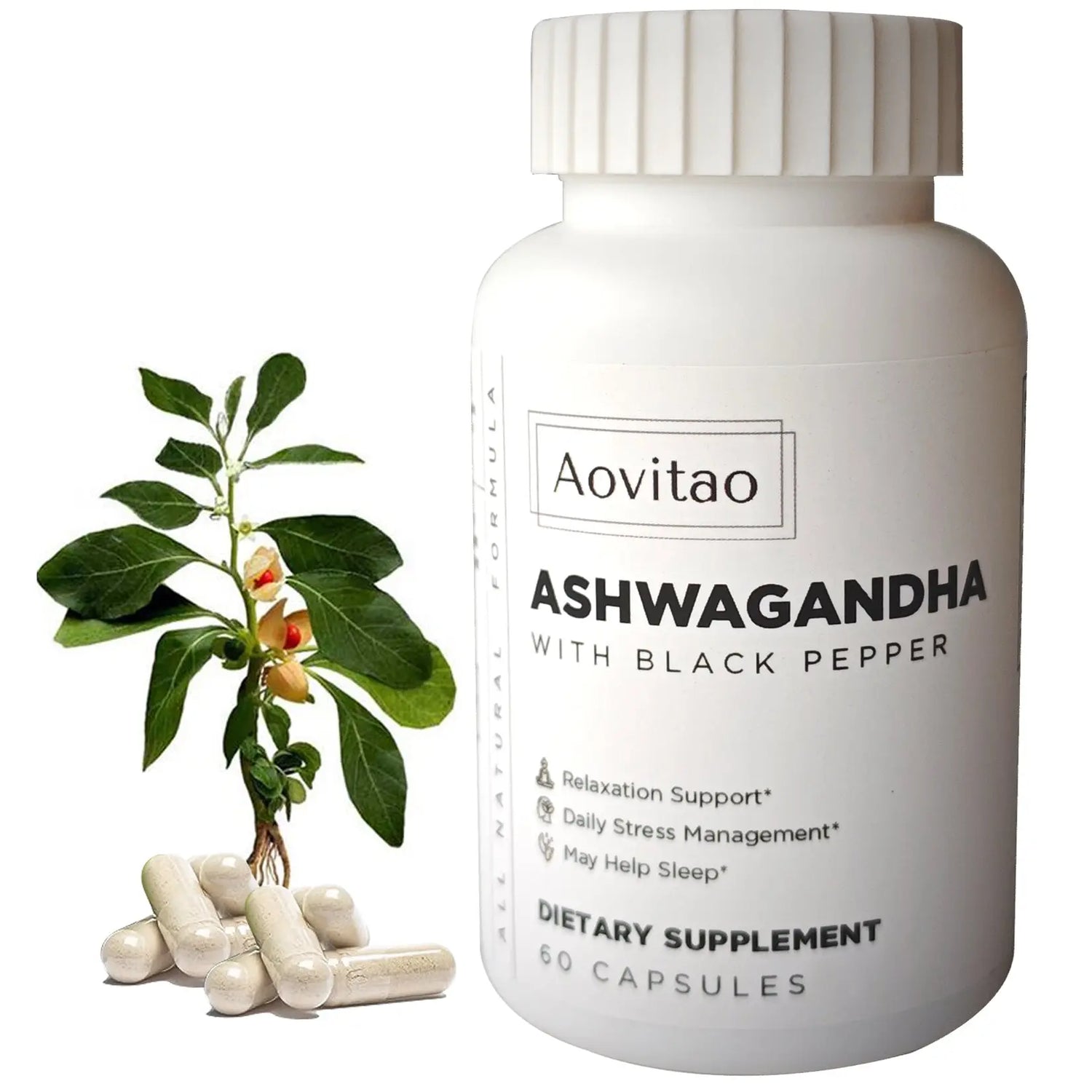 Ashwagandha Supplements Capsules Vegan Stress Relief Immune Support Supplement Balanced Energy Levels And Mood Organic AliExpress