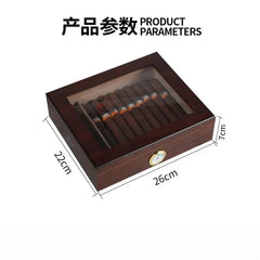 Retro Cedar Cigar Humidor Cigar Box with Hygrometer with Shelves for Storage of Cigars with Humidifier Large Capacity Portable HASHTAG