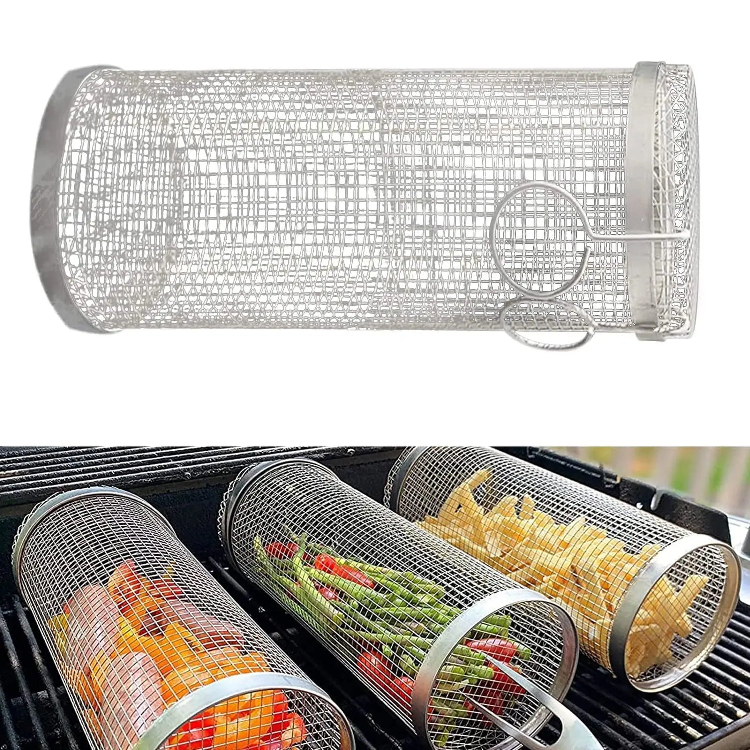 Rolling Grilling Basket Metal BBQ Barbecue Basket Netto Portable Outdoor Camping Barbecue Rack Cucina Gadgets AliExpress