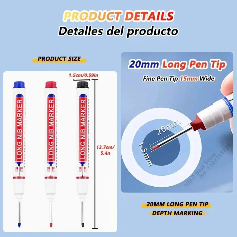 1-40PCS 20mm Deep Hole Long Nib Head Markers For Metal Perforating Pen Waterproof Bathroom Woodworking Decoration Multi-Purpose - My Hashtag Shop