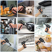 Rechargeable Cordless Air Duster - Powerful Electric Compressed Air Blower for Deep Cleaning of Computer Keyboards, Cameras, Cars, and Home Offices - Portable, Lightweight, and Easy to Use with LED Light and Extendable Nozzle HASHTAG