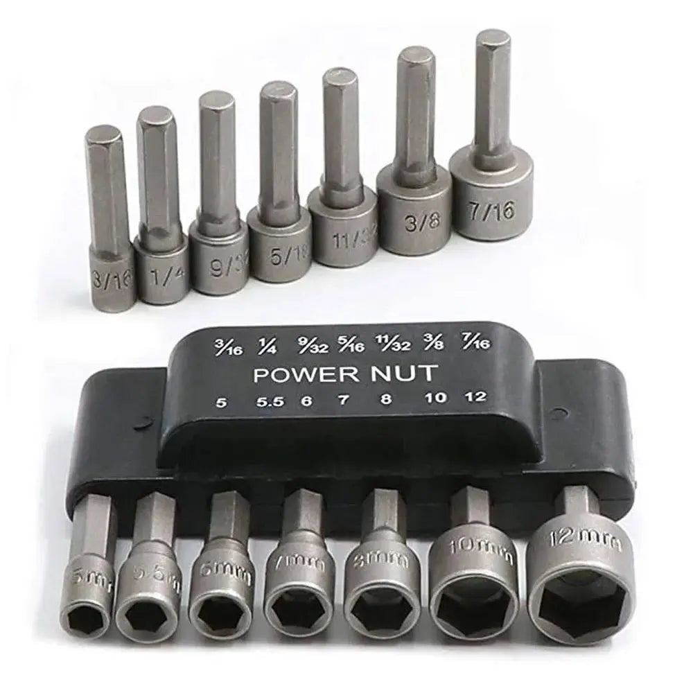 9/14PCS Hexagon Nut Driver Drill Bit Socket Screwdriver Wrench Set Drill Bit Adapter for Electric Screwdriver Handle Tool - HASHTAG