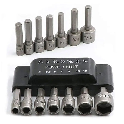 9/14PCS Hexagon Nut Driver Drill Bit Socket Screwdriver Wrench Set Drill Bit Adapter for Electric Screwdriver Handle Tool - HASHTAG