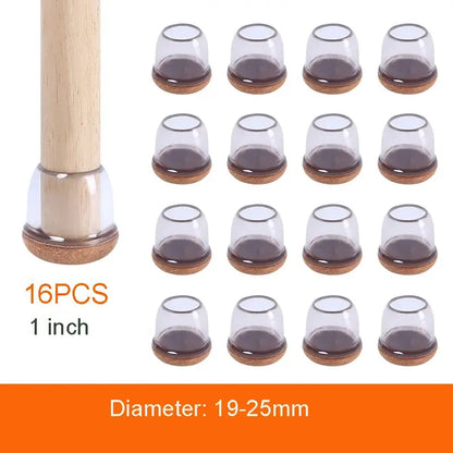 16PCS Transparent Table Chair Leg Protectors Caps Round Square for Furniture Foot Legs Cover Floor Protector with Felt Bottom - HASHTAG
