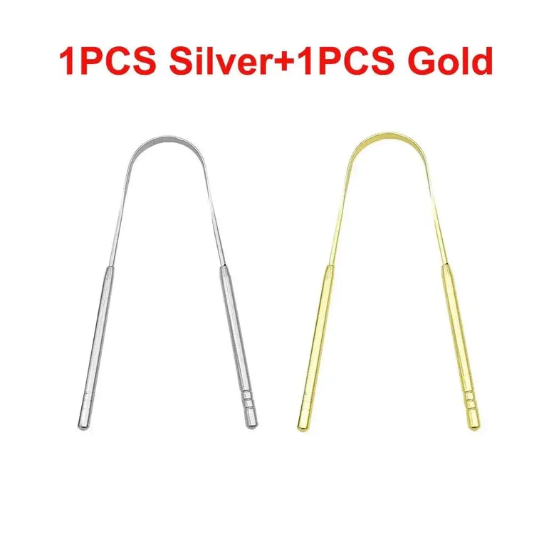 3pcs Stainless Steel Tongue Scraper U-shaped Metal Fresh Breath Cleaning Coated Tongue Toothbrush Oral Hygiene Care Tools HASHTAG