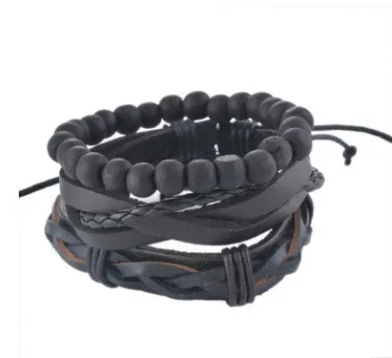 Leather Bracelet Men Multilayer Bead Bracelet Punk Wrap Bracelets for Women Vintage punk Men Jewelry AliExpress