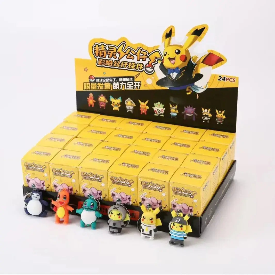 New In Hot Sell 24Pcs Pokemon Classic Anime Characters Pikachu Blind Box Keychain Colorful Birthday Blind Box Toy Children Gift - HASHTAG