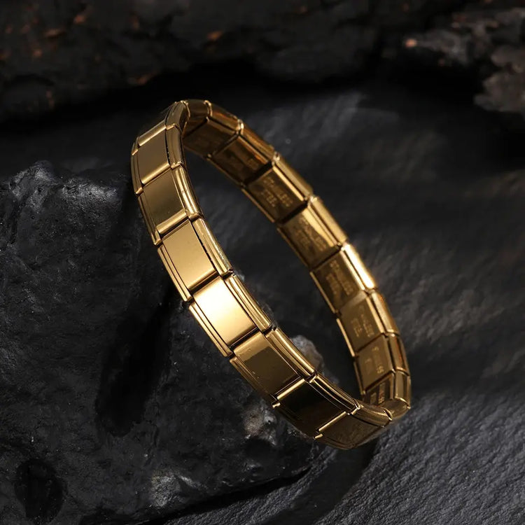 Trendy Square Italy Stainless Steel Bracelets For Women Men HipHop Metal Italian Modules Stretchable Gift Birthday Party Jewelry - My Hashtag Shop
