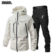Man's MTB Clothing THORSOL Cycling Jacket Set Motorcycle Bike Coat Mountain Bicycle Trousers Abbigliamento Bici Da Corsa Uomo HASHTAG