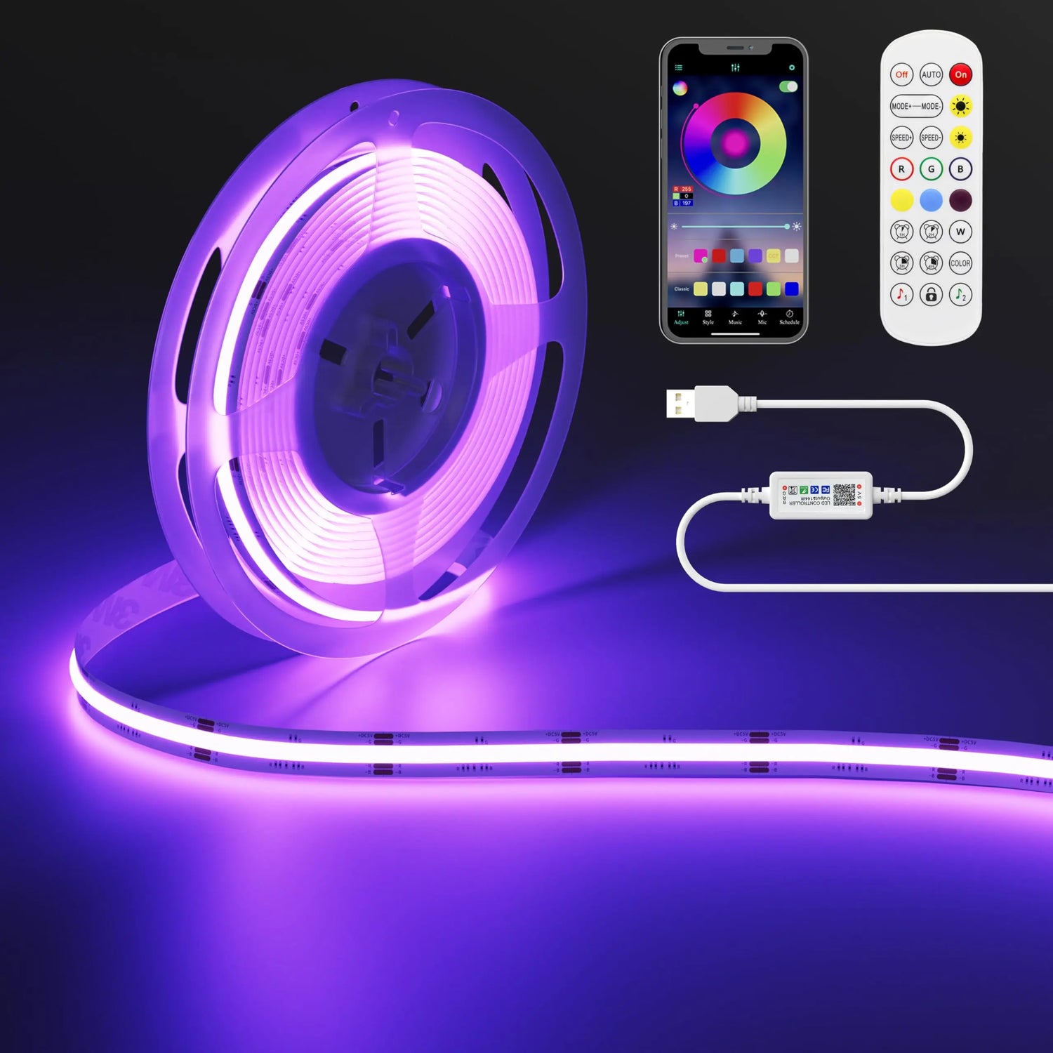 Striscia LED COB USB RGB 5 V 1M con BT - My Hashtag Shop