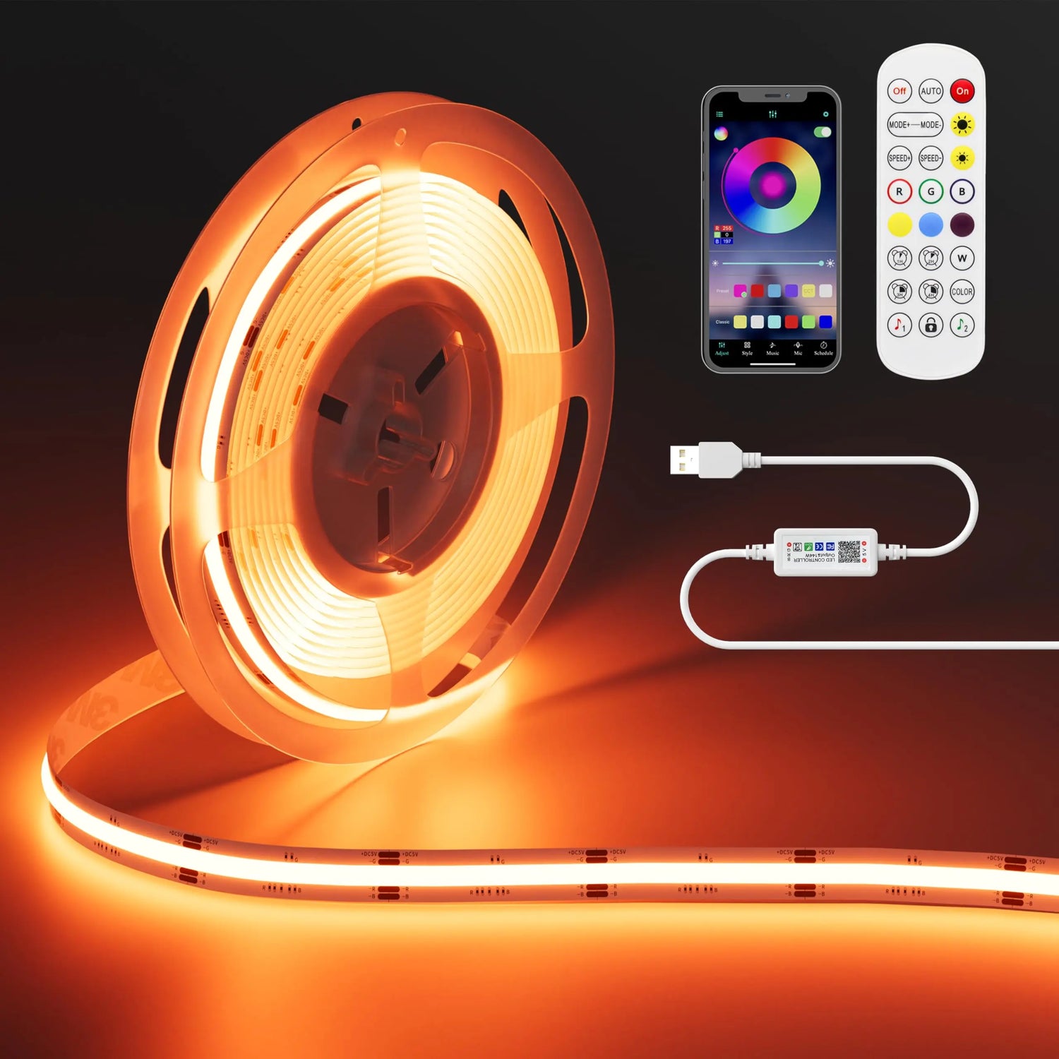 Striscia LED COB USB RGB 5 V 1M con BT - My Hashtag Shop