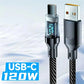 HOMEFISH 60W USB-C Super Fast Charging Cable with Digital Display, Braided Anti-Fracture Wire, Maximum Compatible with 120W