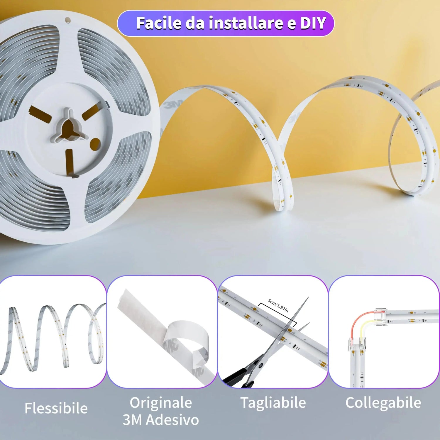 Striscia LED COB USB RGB 5 V 1M con BT HASHTAG