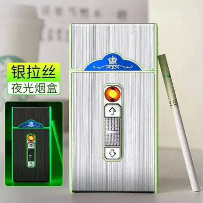 Waterproof Luminous Cigarette Case with Cigarette Lighter, Multifunctional Case, Coarse Smoke, Can Hold 20 - HASHTAG