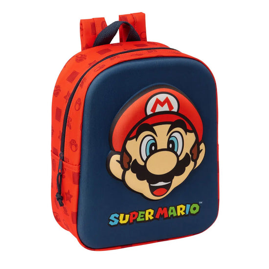 School Bag Super Mario Red Navy Blue 22 x 27 x 10 cm-0