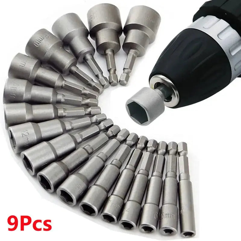 9pz/set 5mm-13mm Hex Sockets Sleeve Nozzles Nut Driver Set Screwdriver Set Schroevendraaier Set Bits Sets Utensili Socket Wrenches HASHTAG
