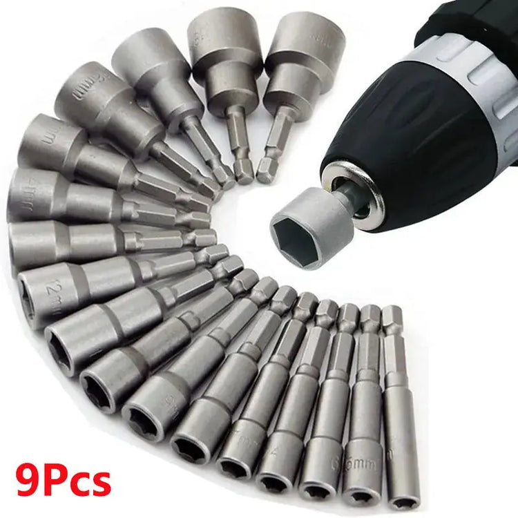 9pz/set 5mm-13mm Hex Sockets Sleeve Nozzles Nut Driver Set Screwdriver Set Schroevendraaier Set Bits Sets Utensili Socket Wrenches HASHTAG