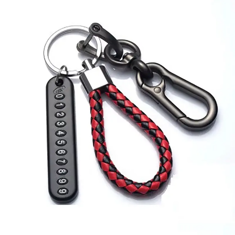 Trendy DIY Mobile Phone Number Plate Pendant Keychain for Men Punk Simple Woven Leather Rope Anti-lost Car Key Chain Accessories HASHTAG