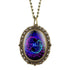 New 12 Constellation Astrology Oval Pocket Watch Unique Fluorescent Blue Zodiac Necklace Pendant Quartz Birthday Gift for Friend