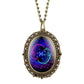New 12 Constellation Astrology Oval Pocket Watch Unique Fluorescent Blue Zodiac Necklace Pendant Quartz Birthday Gift for Friend