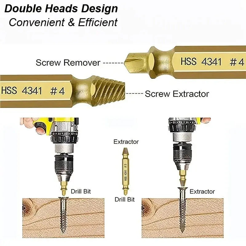 Damaged Screw Extractor Set HSS Drill Bit Stripped Broken Remover Small Easily Quickly Take Out Kit Easy Demolition Power Tools - HASHTAG