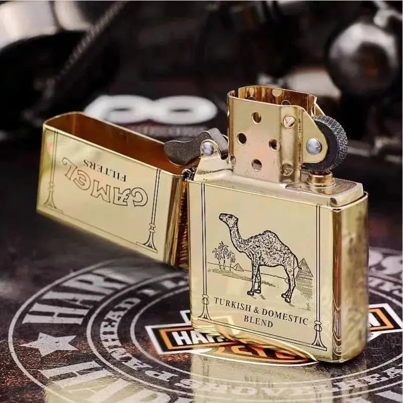 2025 new High end kerosene lighter, Camel windproof kerosene customized lighter, can be connected to DIY customization HASHTAG BAR TABACCHI