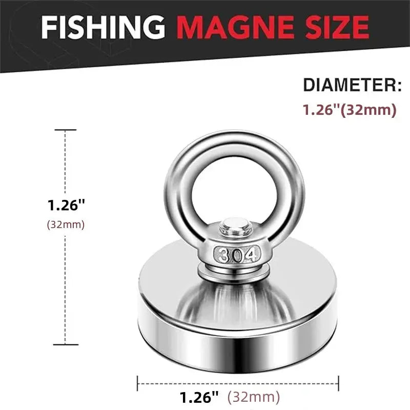D16~D42mm Strong Suction Salvage Helper, Made of N52 Heavy Rare Earth Material, with Countersunk Hole and Eyebolt Suction metal - My Hashtag Shop