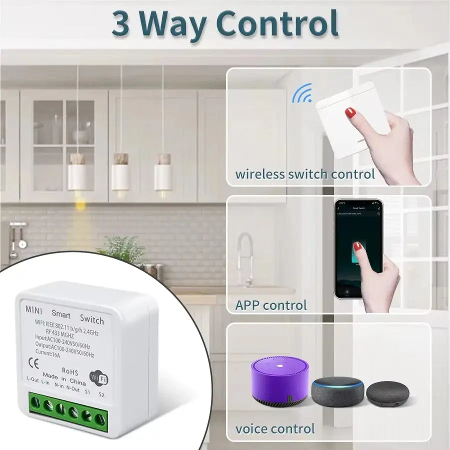 1/2/3Gang Wall Switch RF 433Mhz Wireless Light Switch Tuya Smart Wifi Switch Smart Life APP Voice Control with Alexa Google Home