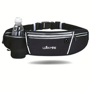 Luan Miao Sports Waist Pack - Black & White, Waterproof Polyester, Adjustable Strap, Multi-Pocket Design for Running, Hiking, and Fitness, Outdoor Gear | Adjustable Waist Pack | Durable Zipper Closure, Running Gear HASHTAG
