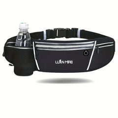 Luan Miao Sports Waist Pack - Black & White, Waterproof Polyester, Adjustable Strap, Multi-Pocket Design for Running, Hiking, and Fitness, Outdoor Gear | Adjustable Waist Pack | Durable Zipper Closure, Running Gear HASHTAG