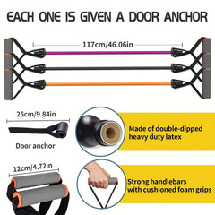 High Quality Latex Resistance Band With Big Handles And Door Anchor, Exercise Bands, Workout Bands, Suitable For Fitness Strength Training, Yoga, Pilates, Home Gym HASHTAG