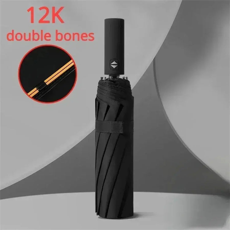 12 Bone Black Glue Fully Automatic Umbrella With Thick And Durable Keel Three Fold Umbrella UV Resistant Folding Umbrella - HASHTAG