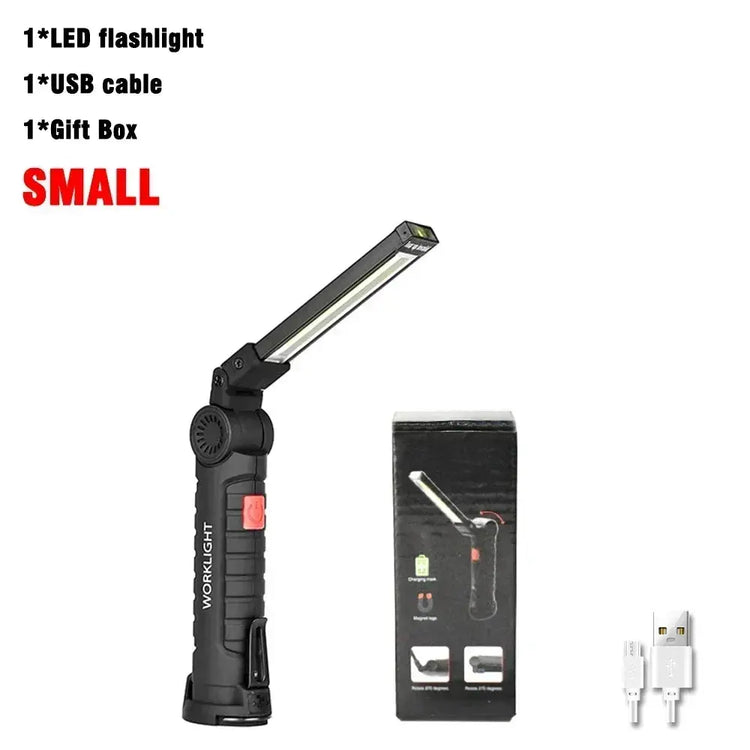 COB LED Work Light Dimmable USB Rechargeable LED Flashlight Inspection Lamp With Magnetic Hook Power Bank 18650 Battery Torch HASHTAG