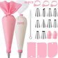 Silicone Piping Bags and Tips Set Cake DIY Decorating Kit with Stainless Steel Nozzle Reusable Silicone Pastry Baking Tool