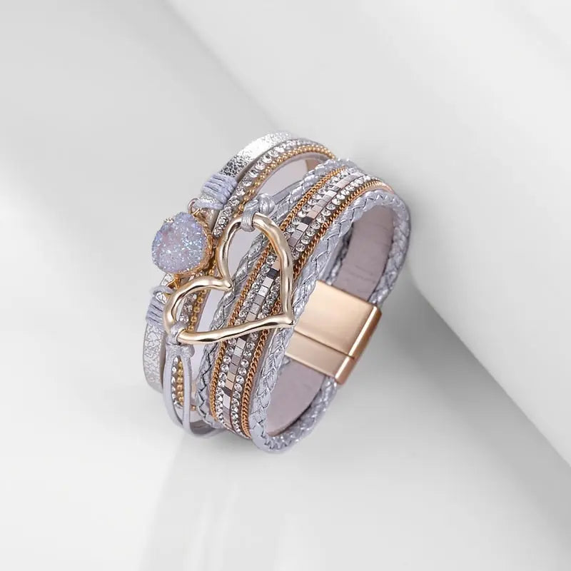 Braccialetto a forma di amore esagerato con strass intarsiati - My Hashtag Shop