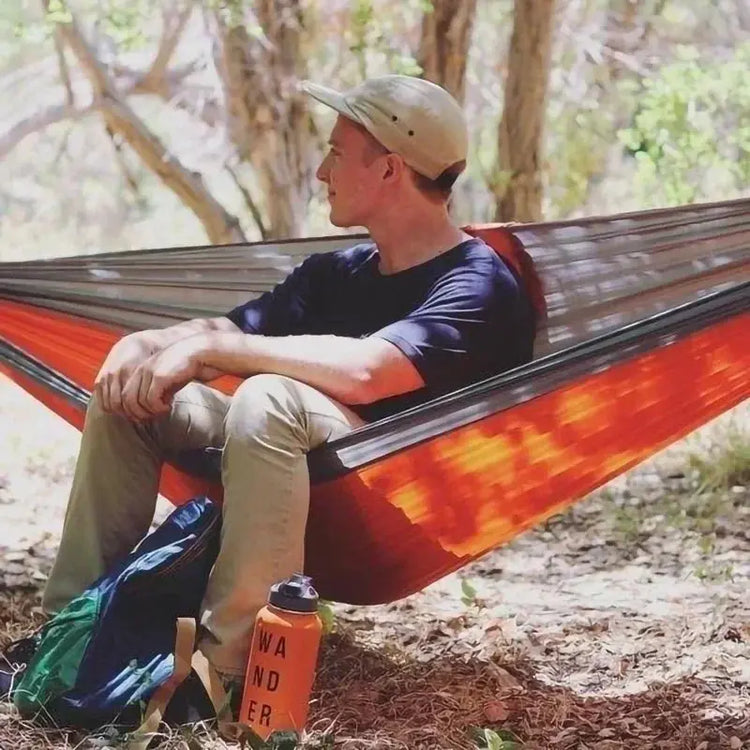 Outdoor Single Person Camping Hammock With Nylon Color Matching Hammock High Strength Parachute Fabric Portable Hanging Bed - HASHTAG