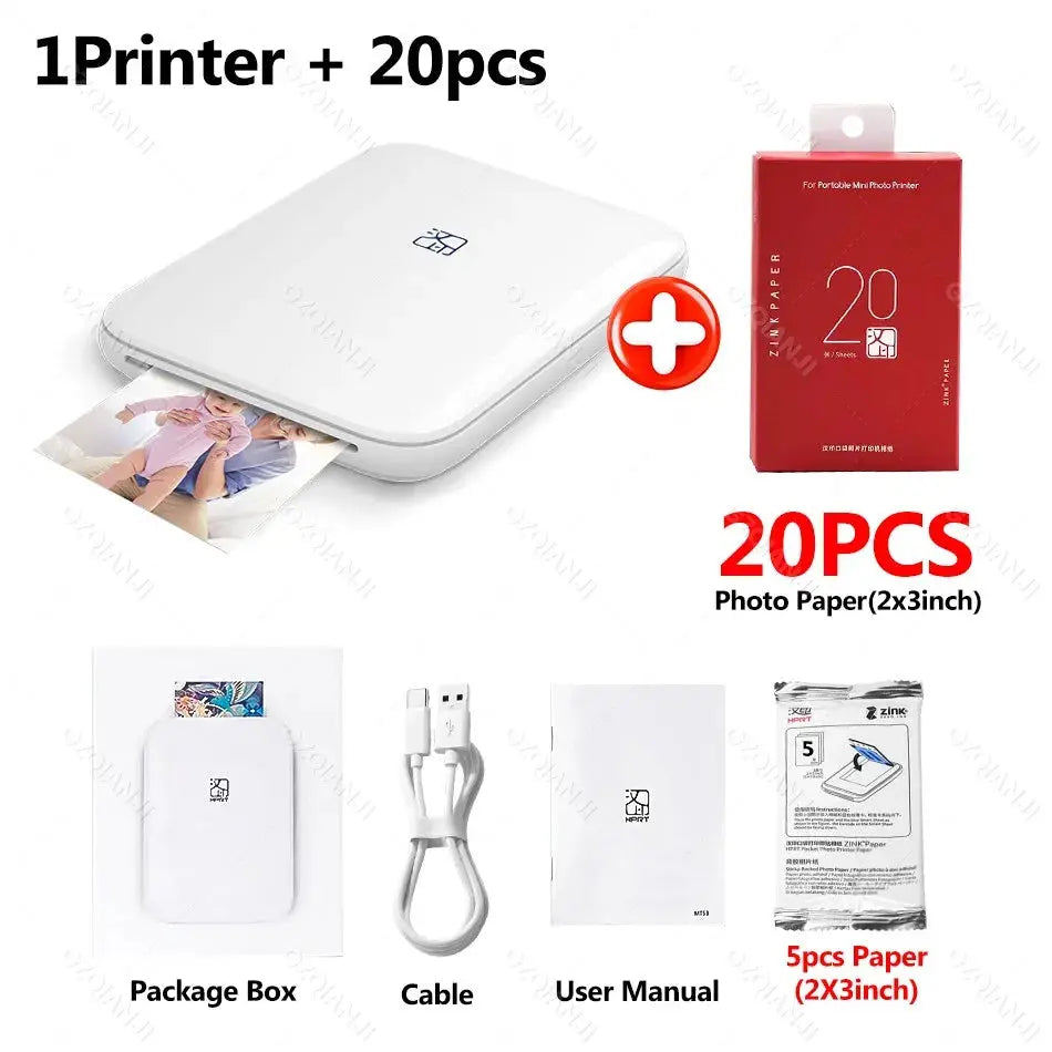 HPRT MT53 Portable Mni Mobile Pocket Printer BT Wireless Photo Printer with Zink Technology 2x3 Inch Color Photo Printer Maker - My Hashtag Shop