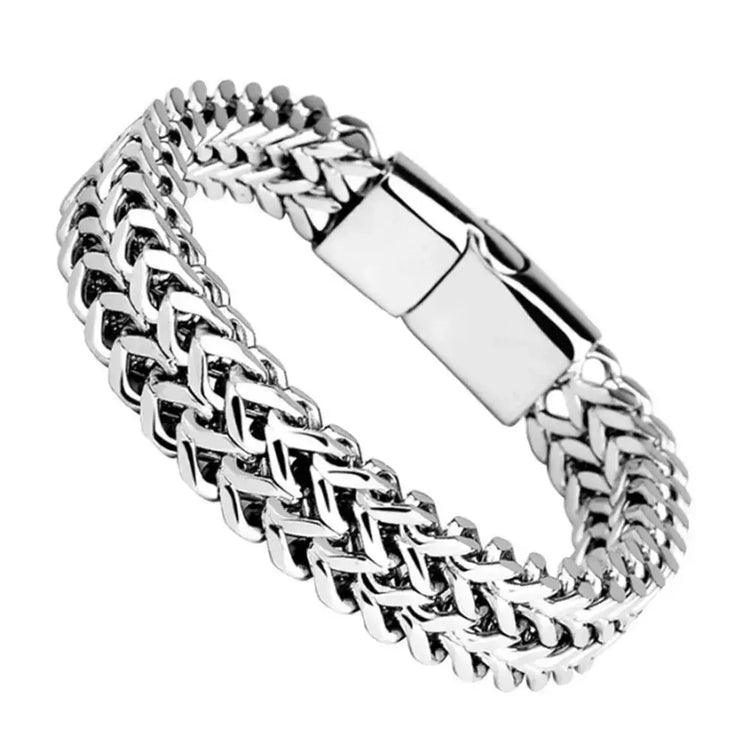 Stainless Steel Braided Double Row Front and Rear Fish Scale Alloy Magnetic Buckle Bracelet with Keel Jewelry New Model HASHTAG