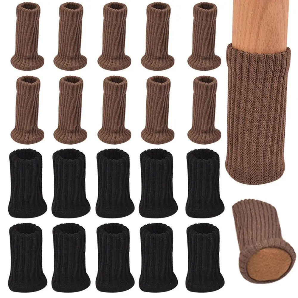 16Pz Chair Legs Socks Knitted Furniture Feet Floor Protectors Anti-slip Pads Silent Thicken Table Chair Leg Socks Covers HASHTAG