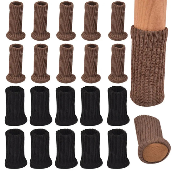 16Pz Chair Legs Socks Knitted Furniture Feet Floor Protectors Anti-slip Pads Silent Thicken Table Chair Leg Socks Covers HASHTAG