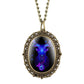 New 12 Constellation Astrology Oval Pocket Watch Unique Fluorescent Blue Zodiac Necklace Pendant Quartz Birthday Gift for Friend