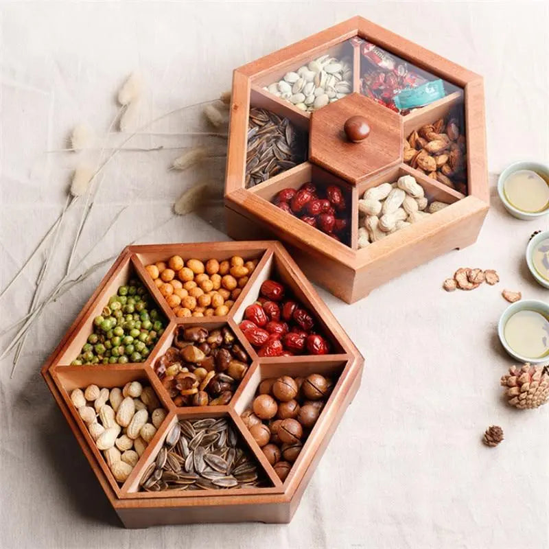 Tray nut Storage  Divided Grid With Lid Dried Fruit Box - HASHTAG