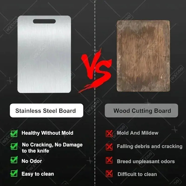 WXCOO Chopping Board Stainless Steel Double Sided Thickened Kneading Dough Board Kitchen Household Fruit Cutting Block HASHTAG