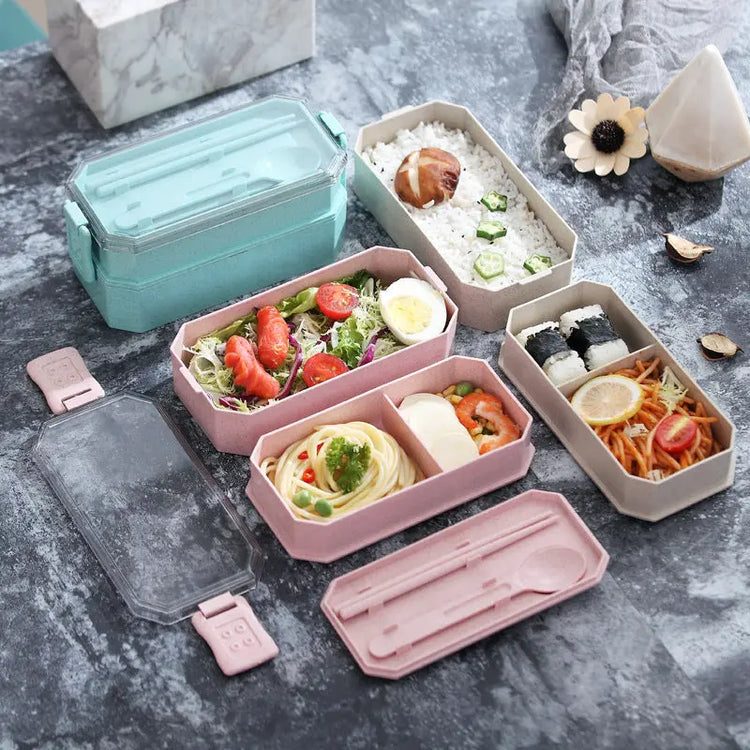Wheat straw double-layer lunch box AliExpress