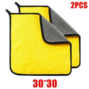1/2/6pcs Microfiber Cleaning Towel Thicken Soft Drying Cloth Car Body Washing Towels Double Layer Clean Rags Car Accessories HASHTAG