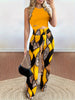Casual Two-piece Pants Set, Crop Tank Top & Geo Print Pants Outfits, Women's Clothing HASHTAG