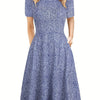 Elegant Retro A-line Dress, Short Sleeve Casual Dress For Spring & Summer, Women's Clothing HASHTAG