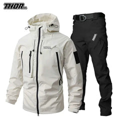 Man's MTB Clothing THORSOL Cycling Jacket Set Motorcycle Bike Coat Mountain Bicycle Trousers Abbigliamento Bici Da Corsa Uomo HASHTAG