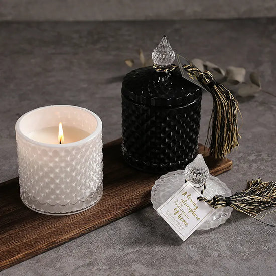 Creative aromatherapy soy wax glass candle with button top lid. Liebe - Making Life Easier