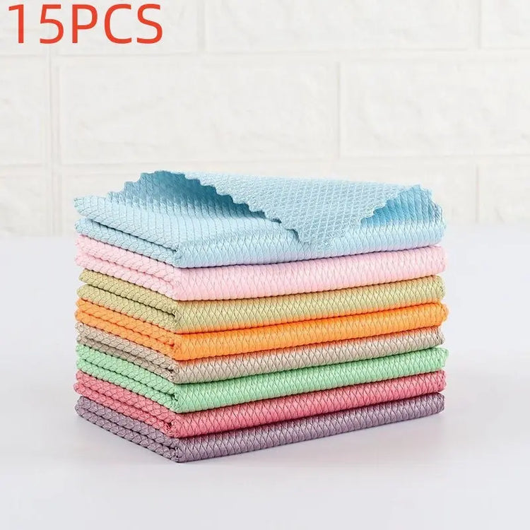 Towel Fish Scale Rag Absorbent Seamless Glass Cleaning - HASHTAG